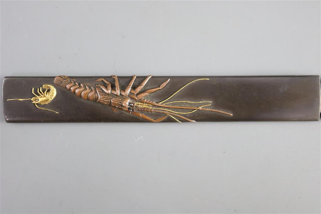 A fine Japanese sea creatures tanto, Meiji period, total length 45.5cm